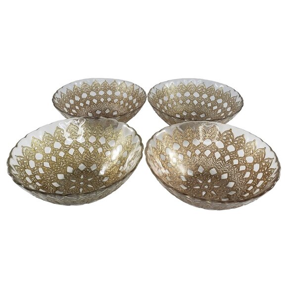 Artistic Accents Turkish Bowl Set Gold Lace Metallic Medallion - Picture 1 of 11